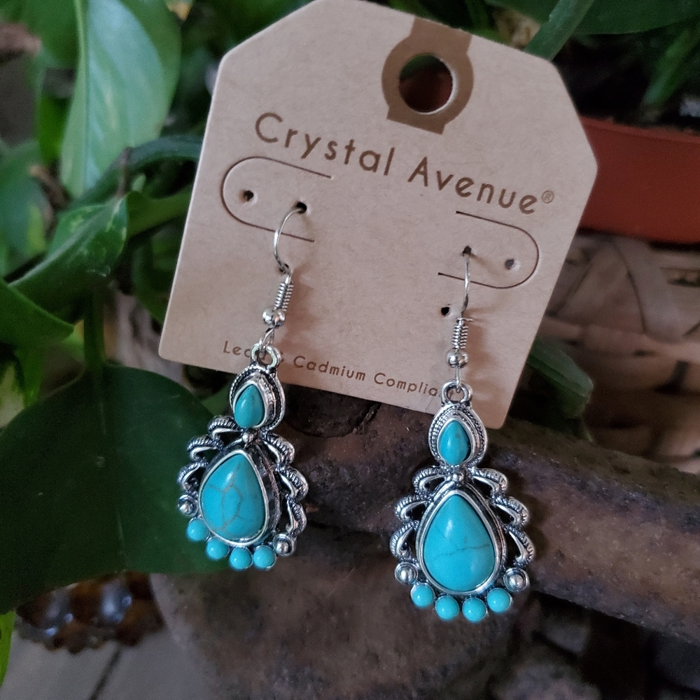 Free Spirit boho hippie People Turquoise Multi beaded Native Insp Earrings